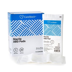 CareStock Sterile Abdominal Pad, 5 x 9 Inch – Nonwoven Cellulose ABD Pads