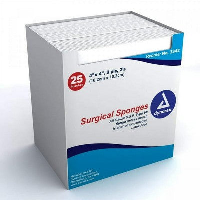 dynarex Sterile Gauze Sponge, 4 x 4 Inch, 8-Ply