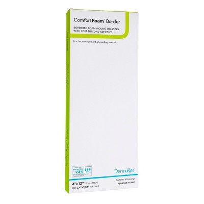 ComfortFoam Bordered Foam Wound Dressing w/ Soft Silicone Adhesive, 4 x 12 Inch