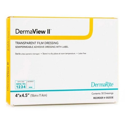 DermaView II Transparent Film Dressing with Border, 4 x 4.5 Inch