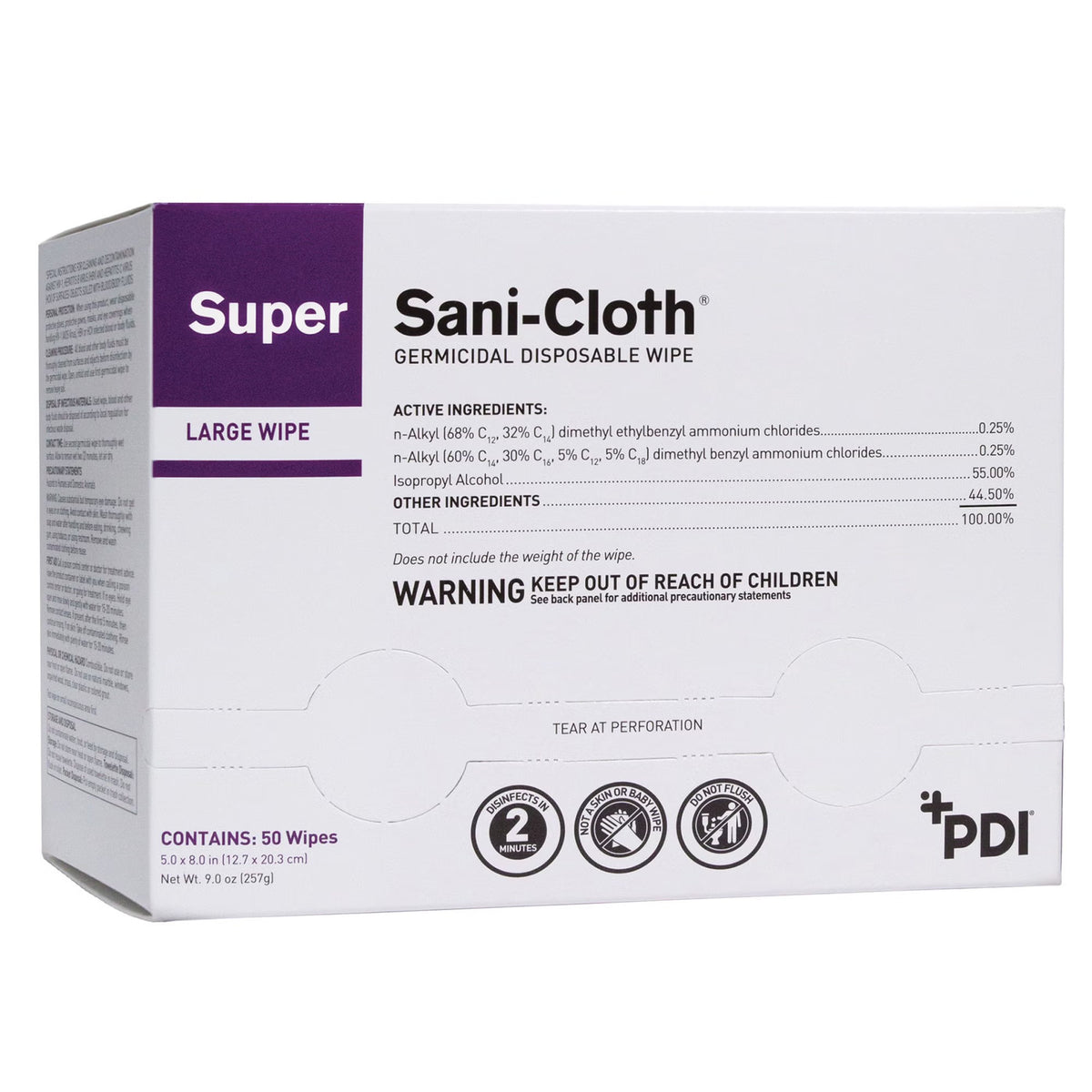 Super Sani-Cloth Germicidal Disposable Wipes, Premoistened Surface Disinfectant Cleaner, 5 x 8", Individual Packets, Nonsterile - H04082 - LL Medico