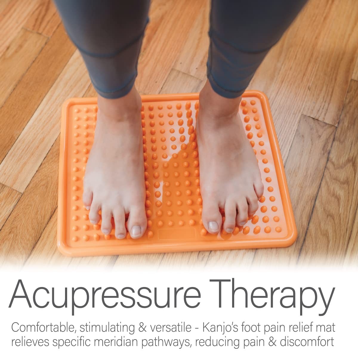 Kanjo Acupressure Foot Pain Relief Mat, Orange, 10.5" x 13.5"