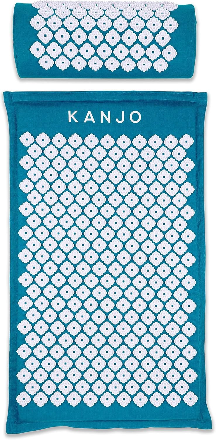 Kanjo Acupressure Mat and Pillow Set, Back Pain Relief, Navy Blue, 17" x 28"