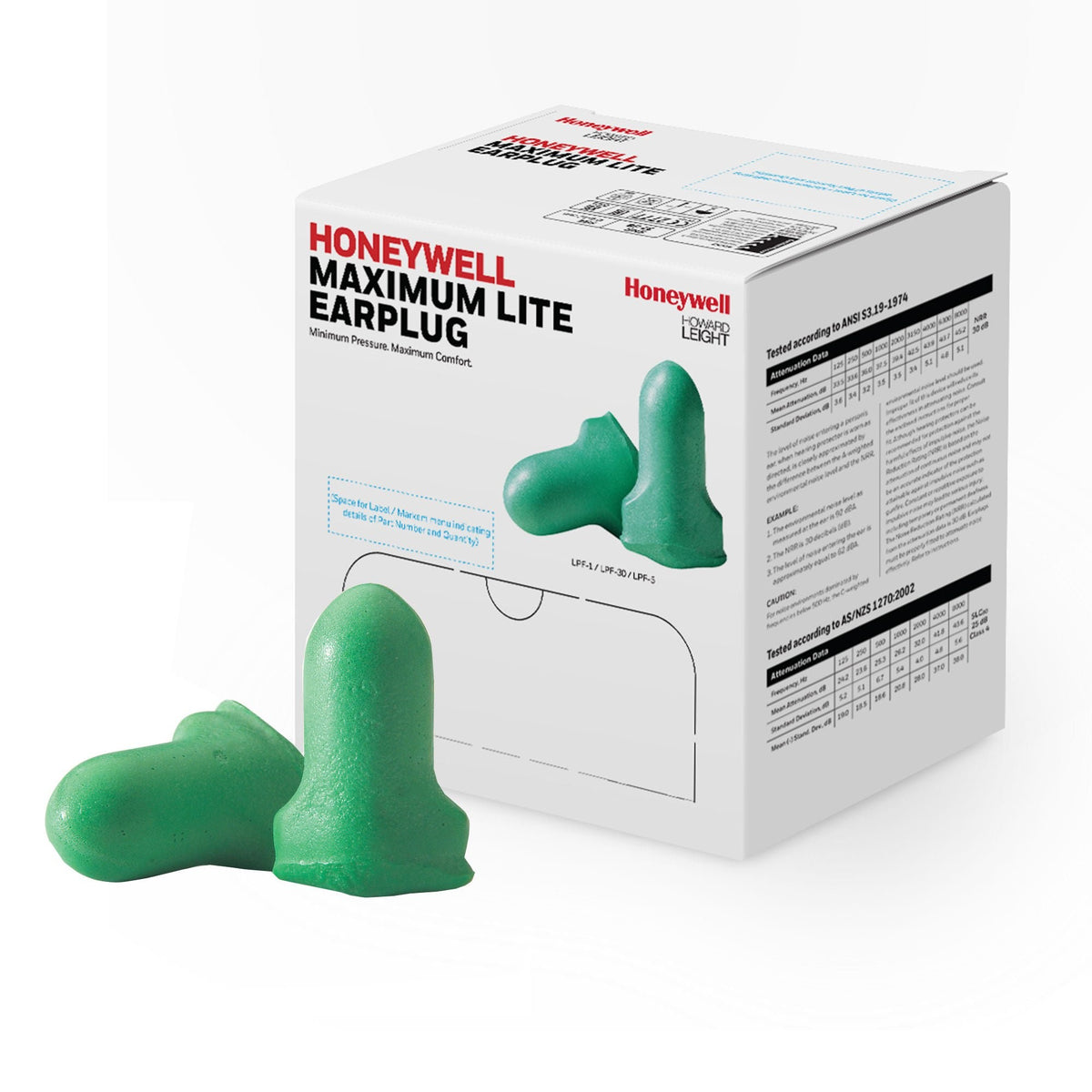 Howard Leight Max Lite Uncorded Disposable Foam Earplugs, One Size Fits Most, NRR 30, Green - LPF-1 - LL Medico
