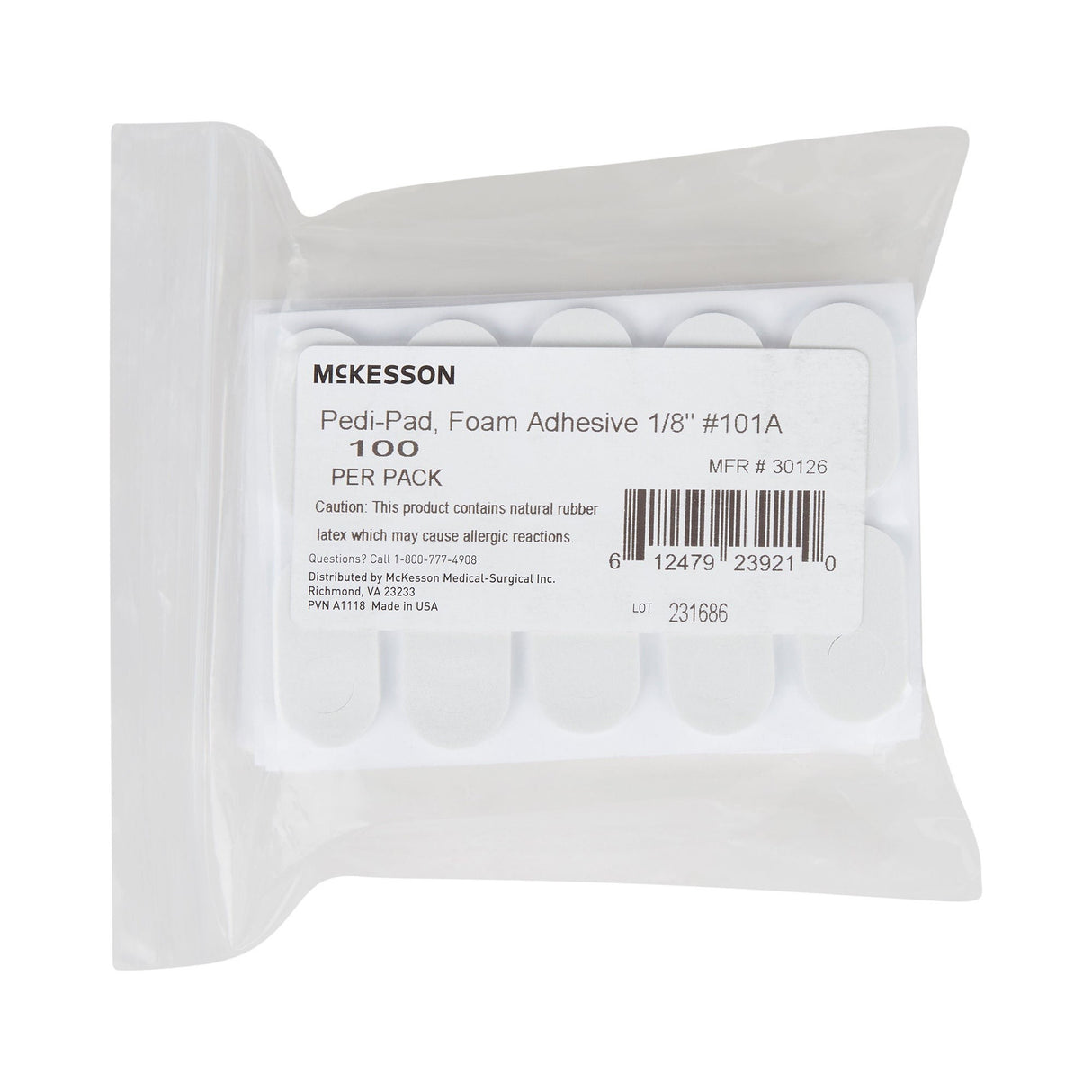 McKesson Pedi-Pad Foam Adhesive Protective Pad, 1/8"