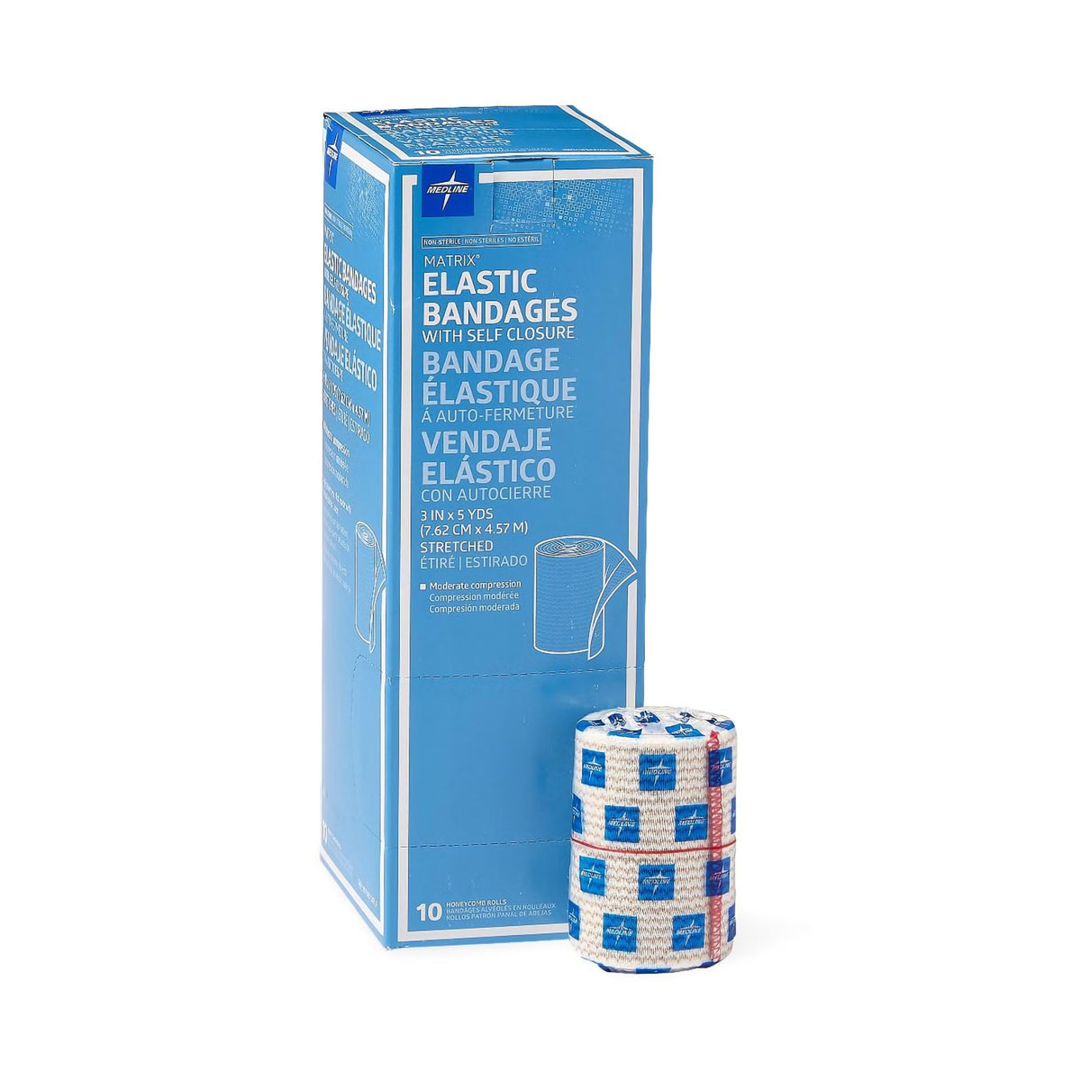 Matrix Elastic Bandage, Double Hook and Loop Closure, Natural, Cotton / Polyester, Nonsterile, Medium Compression, 5 Yard - LL Medico
