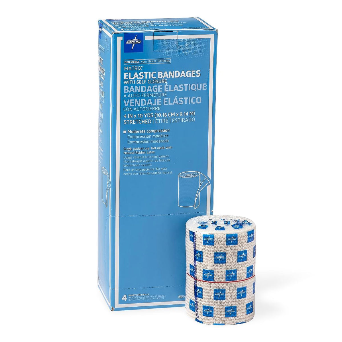 Medline Matrix, Elastic Bandage with Self-Closure, 4" x 10 yd, Tan, Cotton/Polyester, Non-Sterile - MDS087104LF - LL Medico