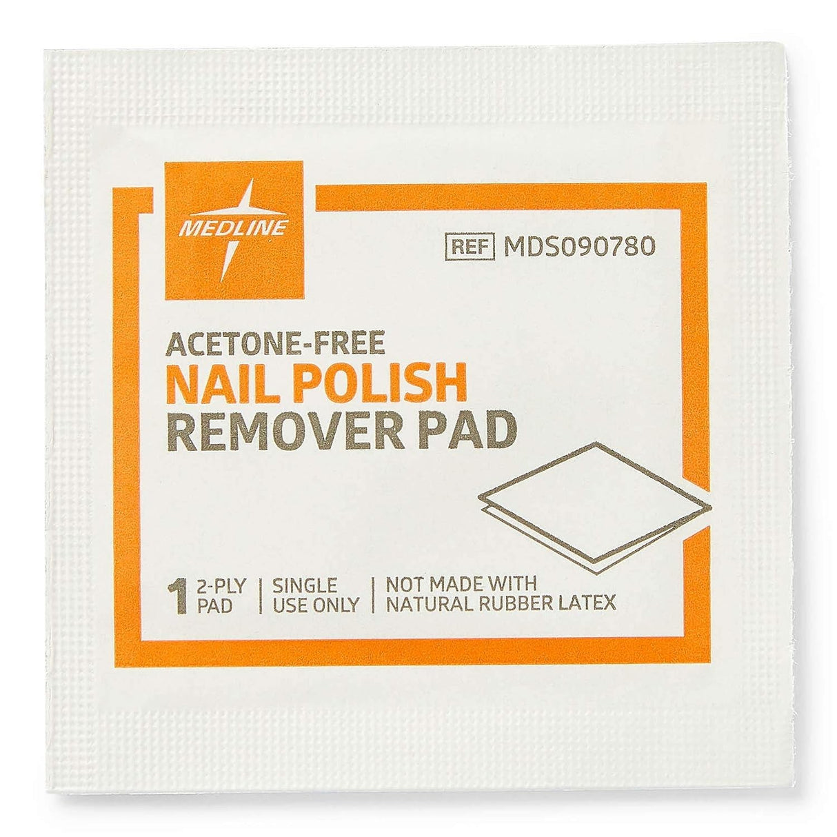 Medline Acetone-Free Nail Polish Remover Pads, Box of 100