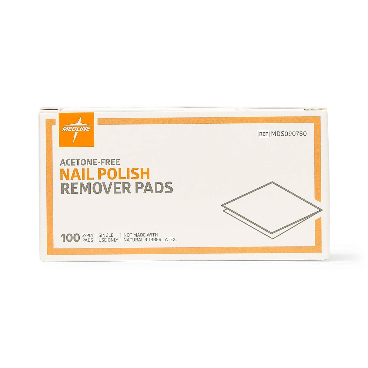 Medline Acetone-Free Nail Polish Remover Pads, Box of 100