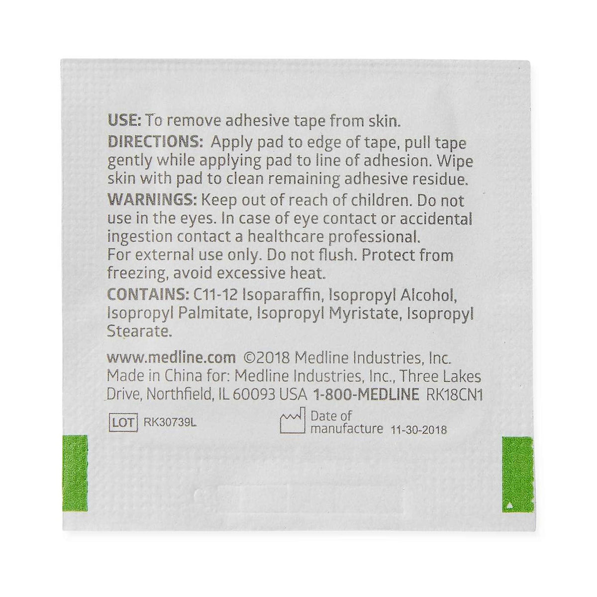 Medline Adhesive Remover, 1¼ x 1½ Inch Wipe