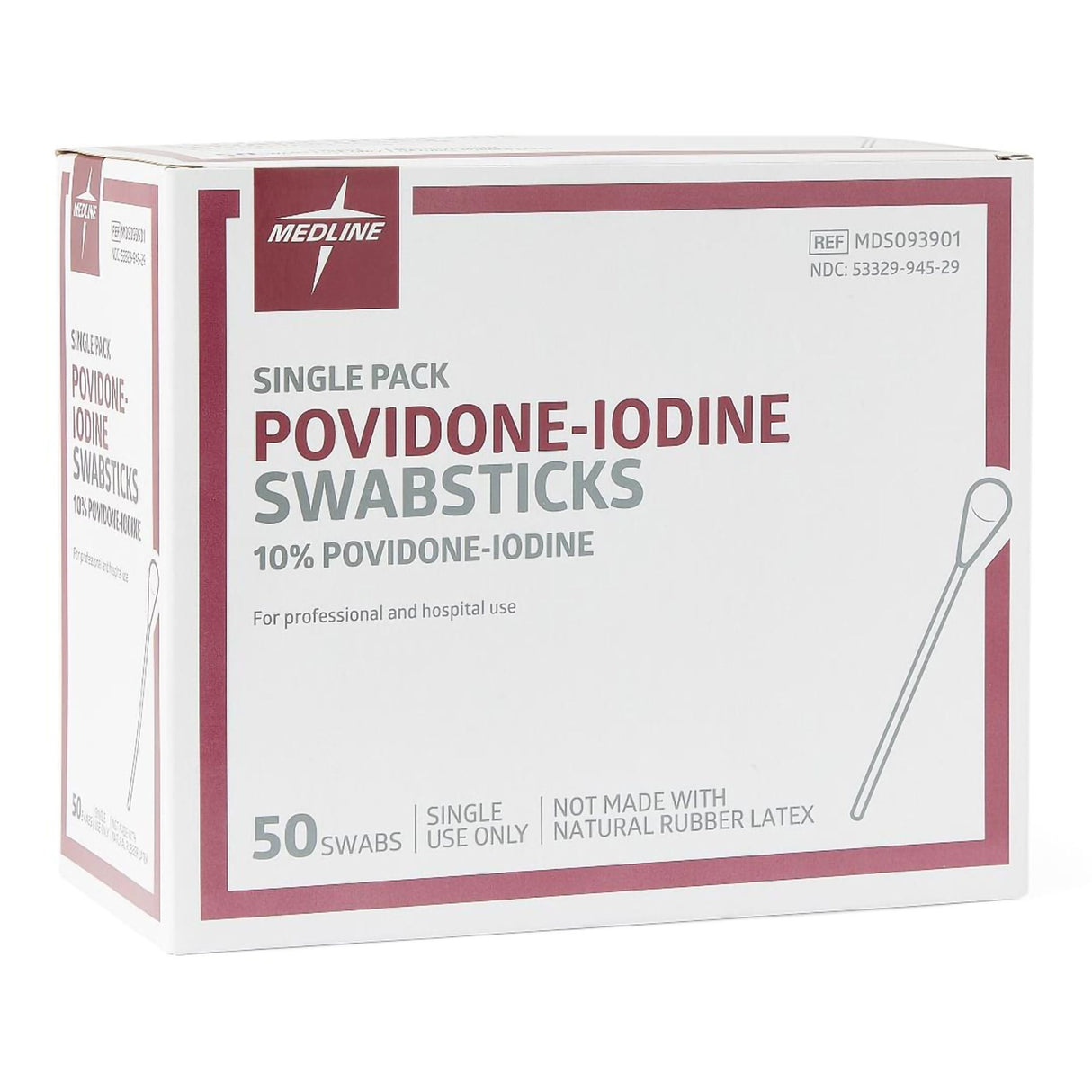 Medline Povidone-Iodine Swabsticks, 10%, Single Use