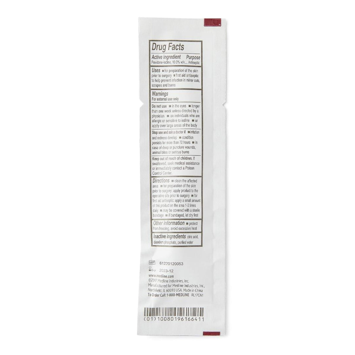 Medline Povidone-Iodine Swabsticks, 10%, Single Use