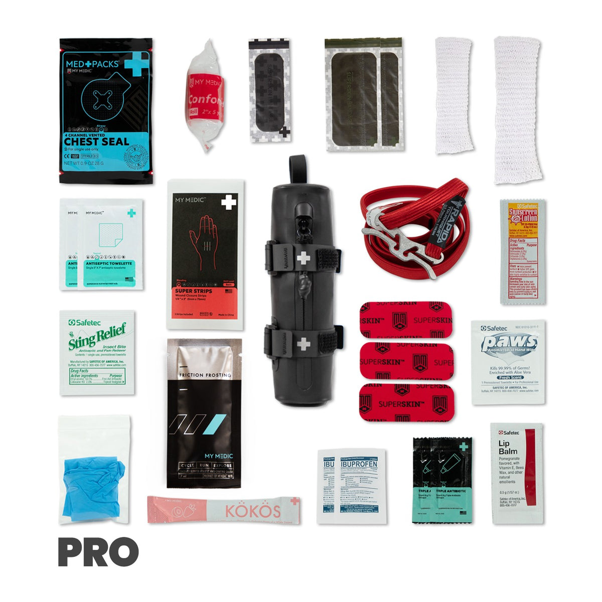 My Medic Cycle Medic Pro First Aid Kit, Black - MM-KIT-SPC-CYC-BLK-PRO - LL Medico