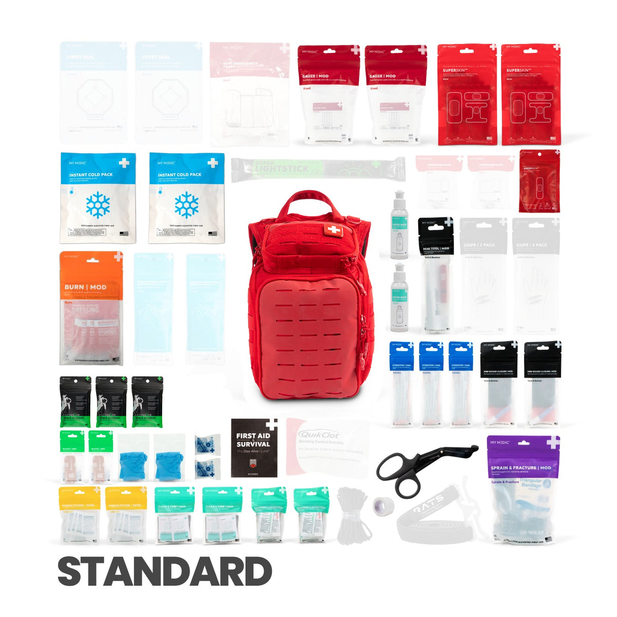 My Medic Recon Standard First Aid Kit Backpack, Red - MM-KIT-U-LG-RED-STN - LL Medico