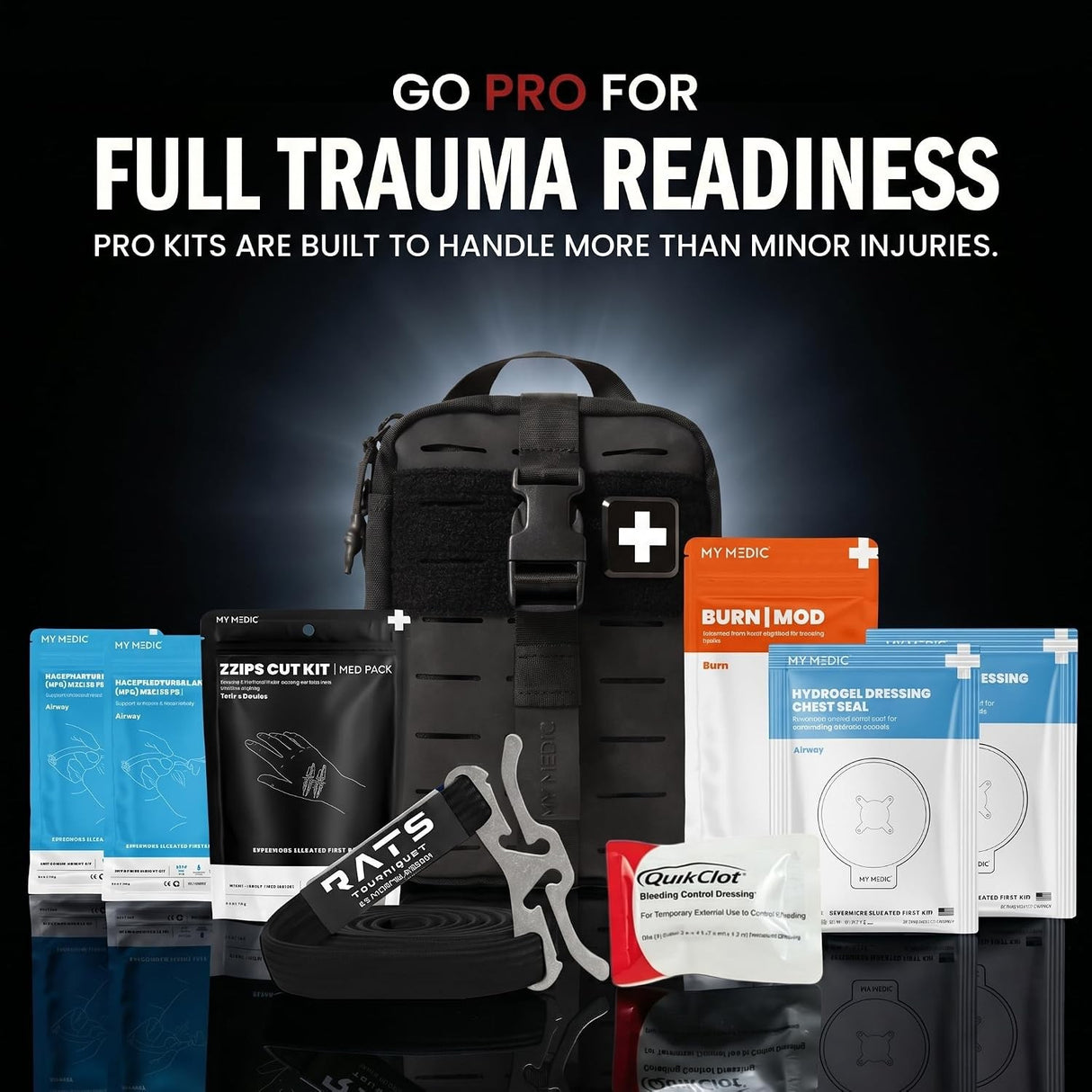 My Medic MYFAK Pro First Aid Kit, Trauma & Medical Supplies for Survival, Black