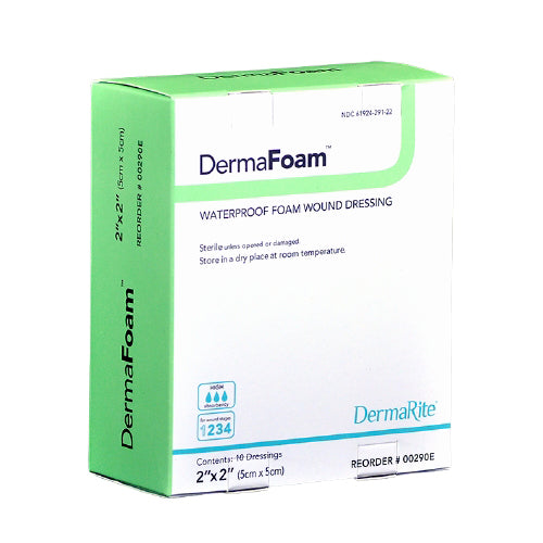 DermaFoam Nonadhesive without Border Foam Dressing, 2 x 2 Inch
