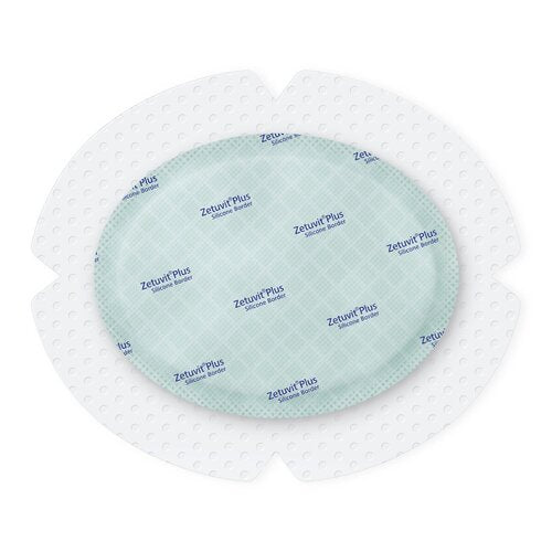 Zetuvit Plus Silicone Border Super Absorbent Dressing, 5 x 6 Inch Oval