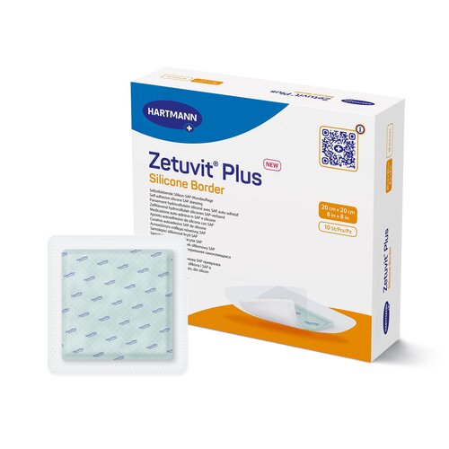 Zetuvit Plus Silicone Super Absorbent Dressing, 8 x 8 Inch