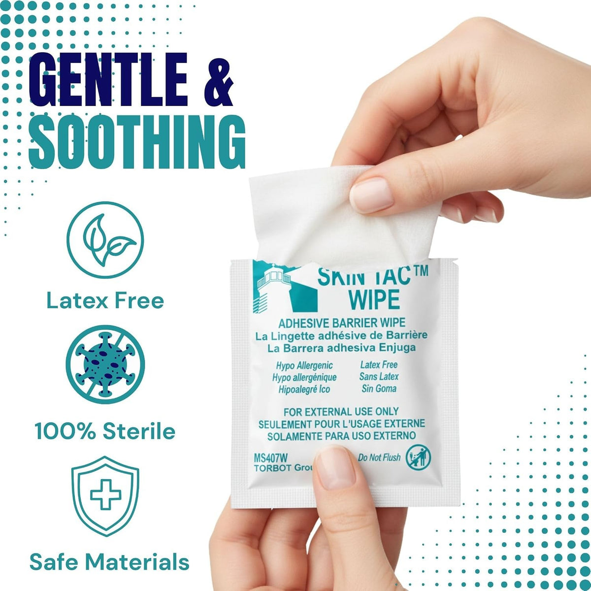 Torbot Skin Tac Skin Barrier Wipe, 2 x 2 Inch