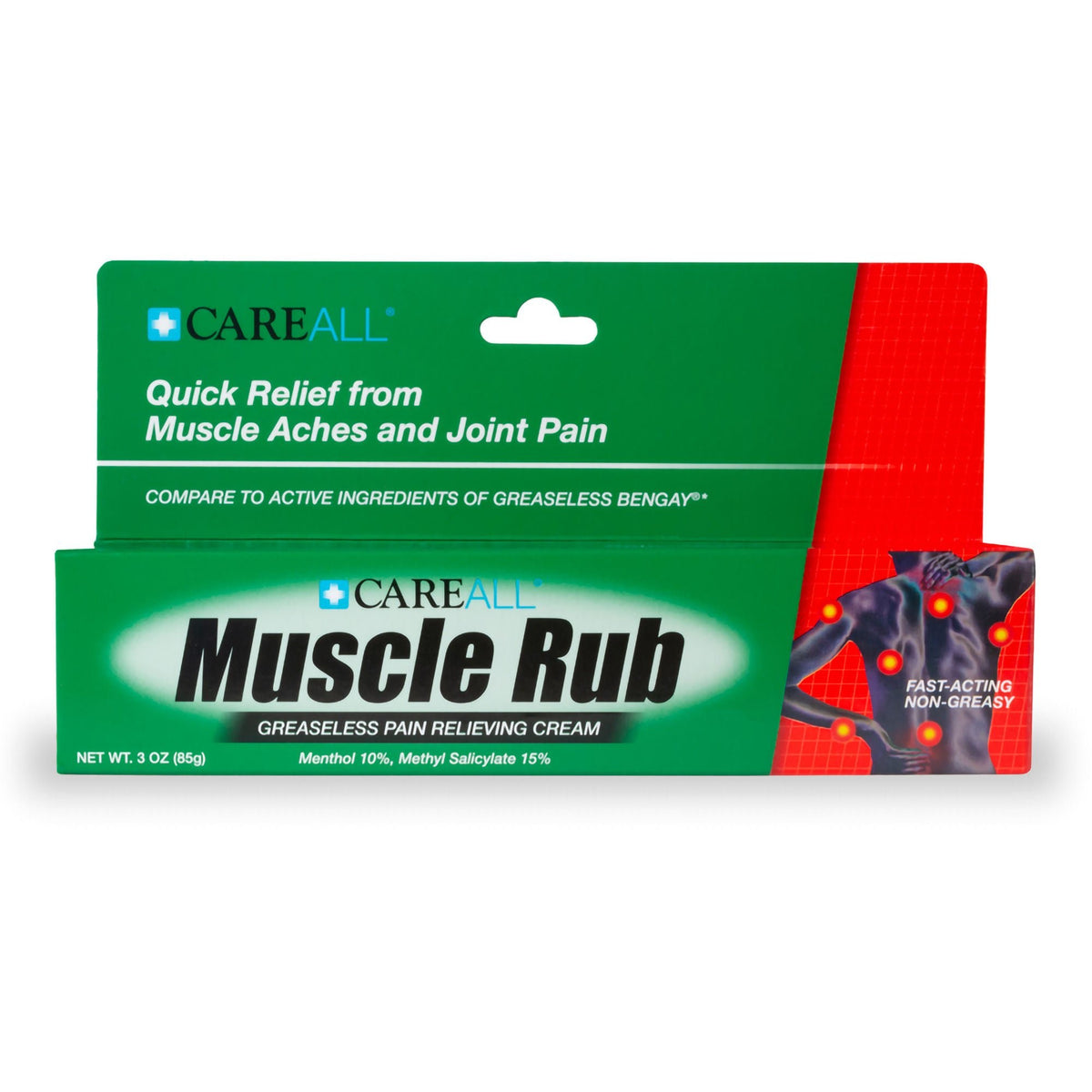 CareAll Muscle Rub Pain Relief Ointment, Menthol / Methyl Salicylate 10% - 15%, 3 oz Tube - MUS3 - LL Medico