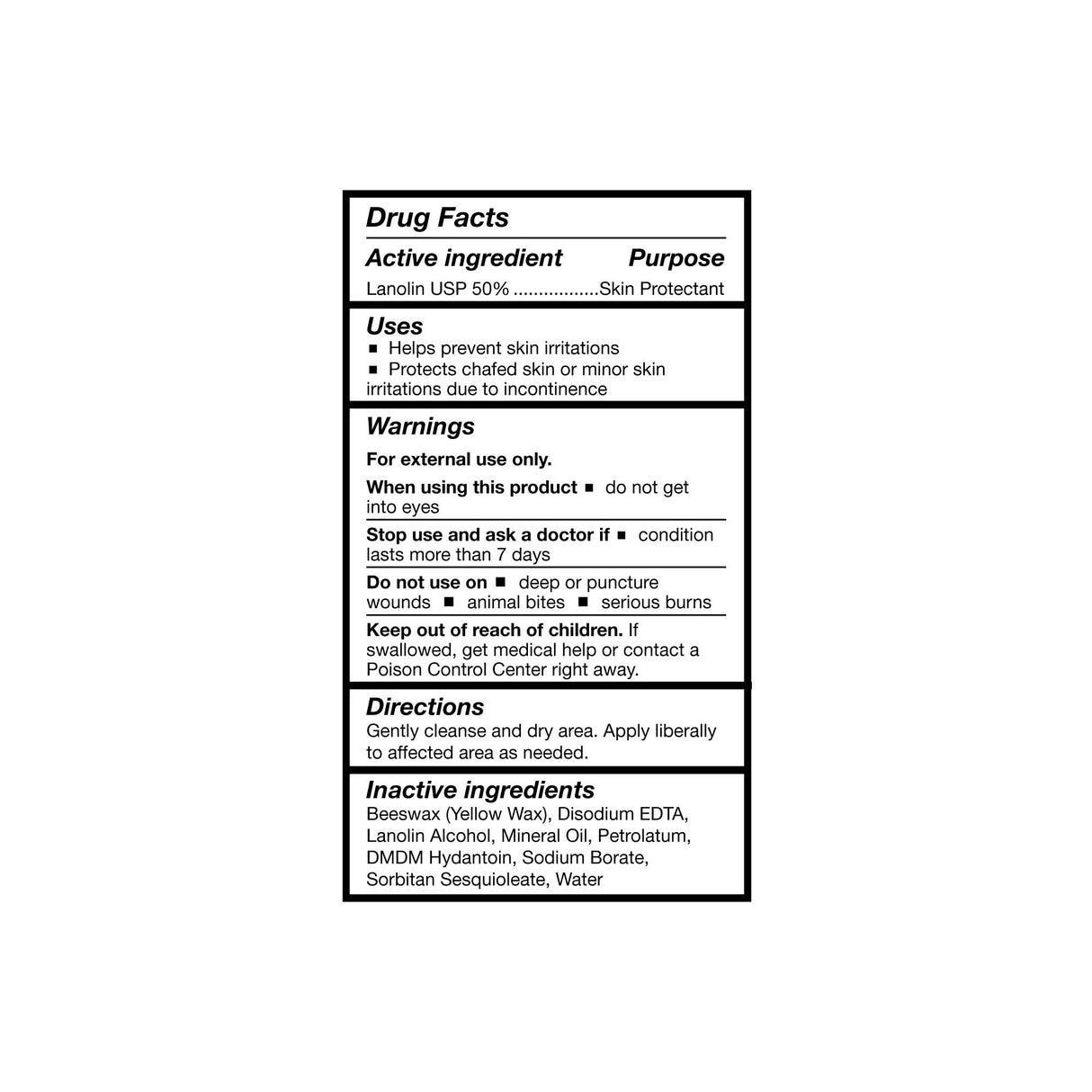 The McKesson Skin Protectant Cream with Lanolin, Unscented, lists lanolin USP 50% as its active ingredient, with uses, warnings, directions, and inactive ingredients like beeswax, mineral oil, and water for effective barrier protection.