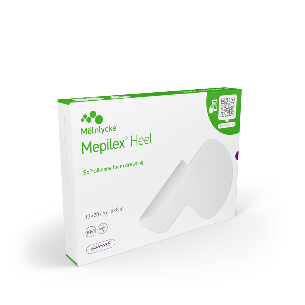 Mepilex Heel Conformable Foam Dressing for Wounds on Heels, 13 x 20 cm