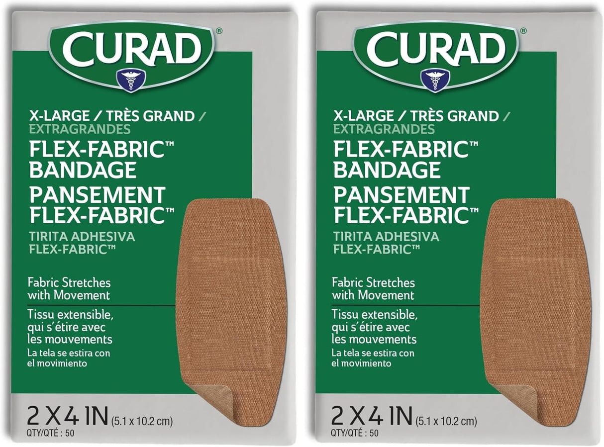 Curad Flex-Fabric Tan Adhesive Strip, 2 x 4 Inch