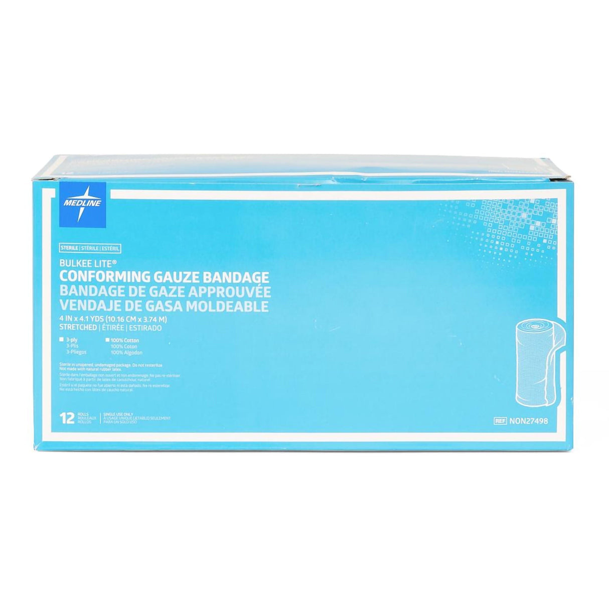 Medline Bulkee Lite Conforming Gauze Bandage, 4 Inch x 4.1 Yard