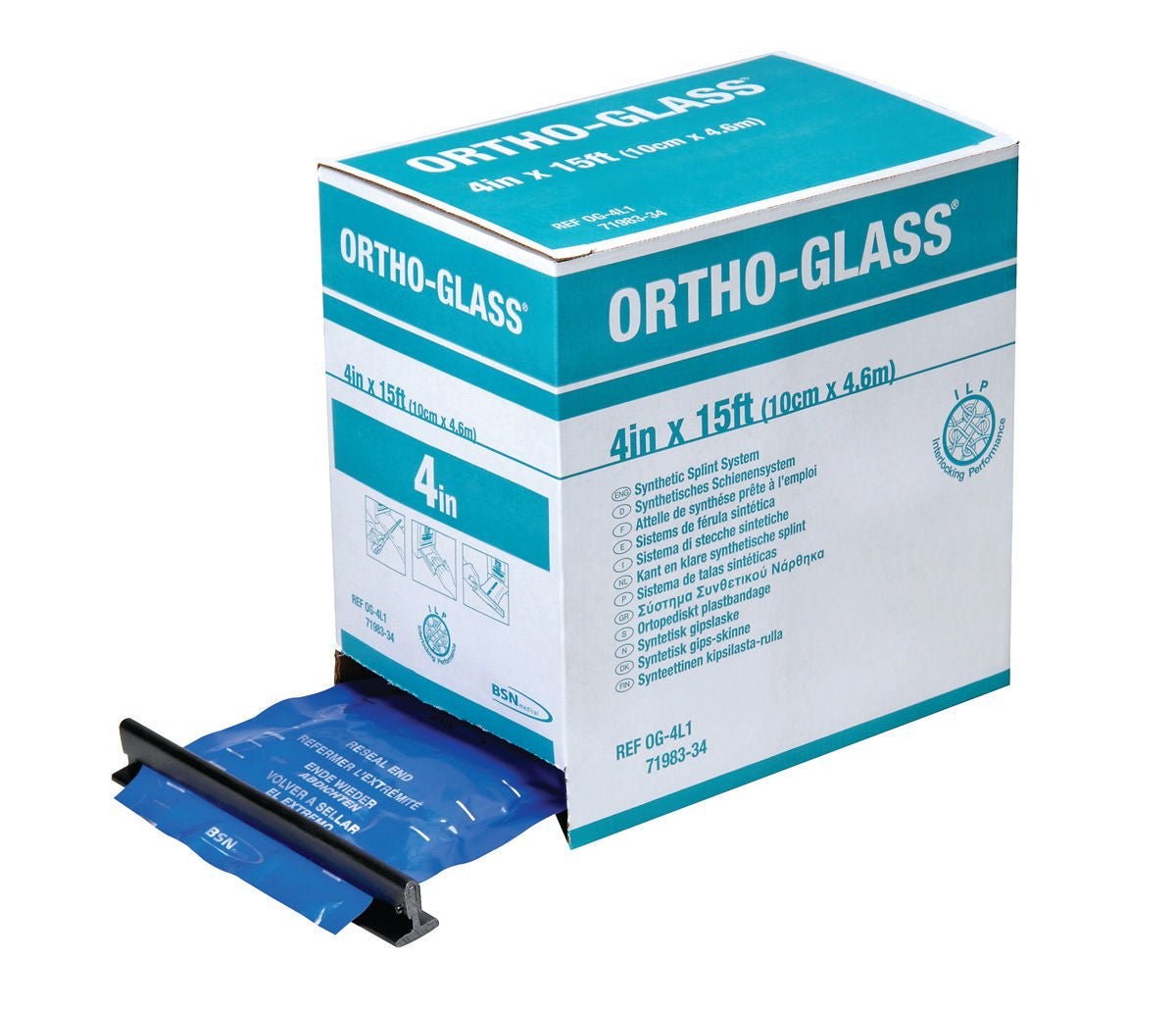 Ortho-Glass Padded Precut Splint, White, Fiberglass, 4 x 30" - OG-430PC-Single - LL Medico