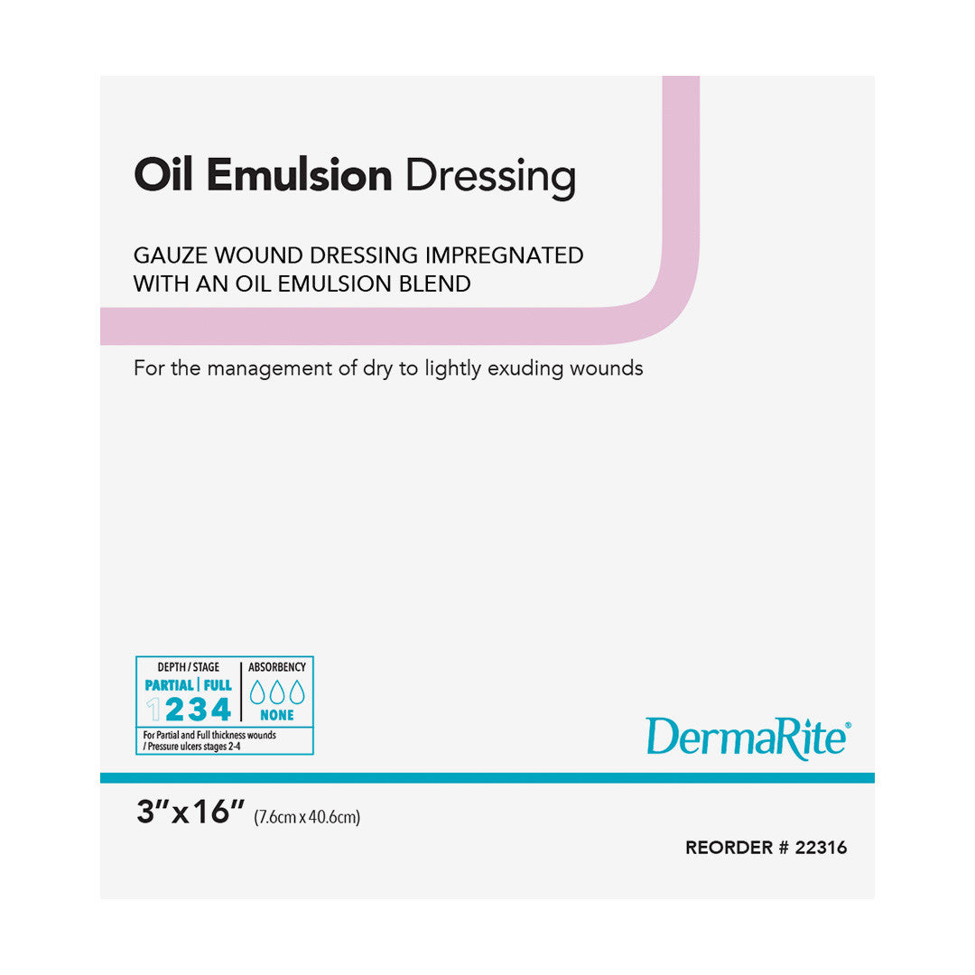DermaRite Oil Emulsion Wound Dressing, 3 x 16 Inch