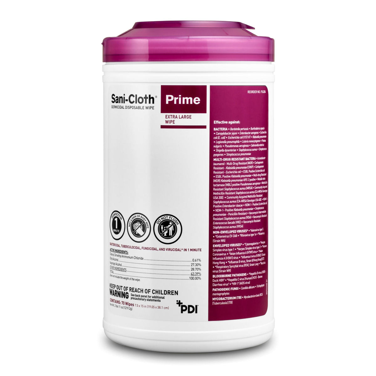 Sani-Cloth Prime, Premoistened Germicidal Surface Disinfectant Wipes, 7.5" x 15", Nonsterile - P24284 - LL Medico