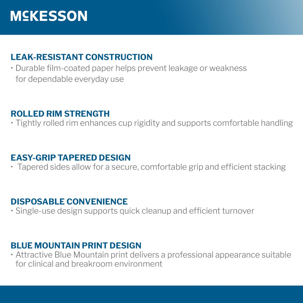 McKesson Drinking Cup, Disposable, 5 oz, Coated Paper, Blue Mountain Print - PDC-CP5 - LL Medico