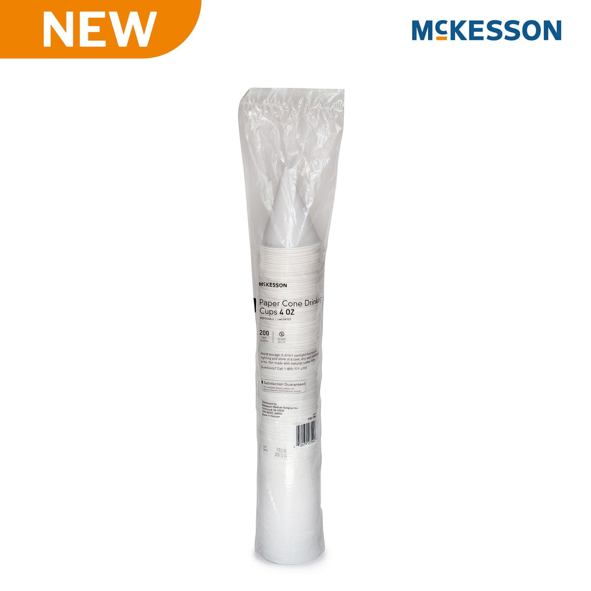 McKesson Paper Cone Drinking Cups, White, 4 oz, Paper, Disposable - PDC-CW4 - LL Medico