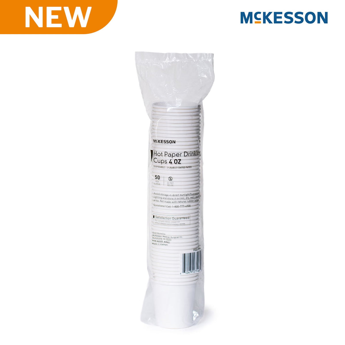 McKesson Paper Drinking Cup, for Hot Beverages, 4 oz, White, Coated Paper, Disposable - PDC-HW4 - LL Medico