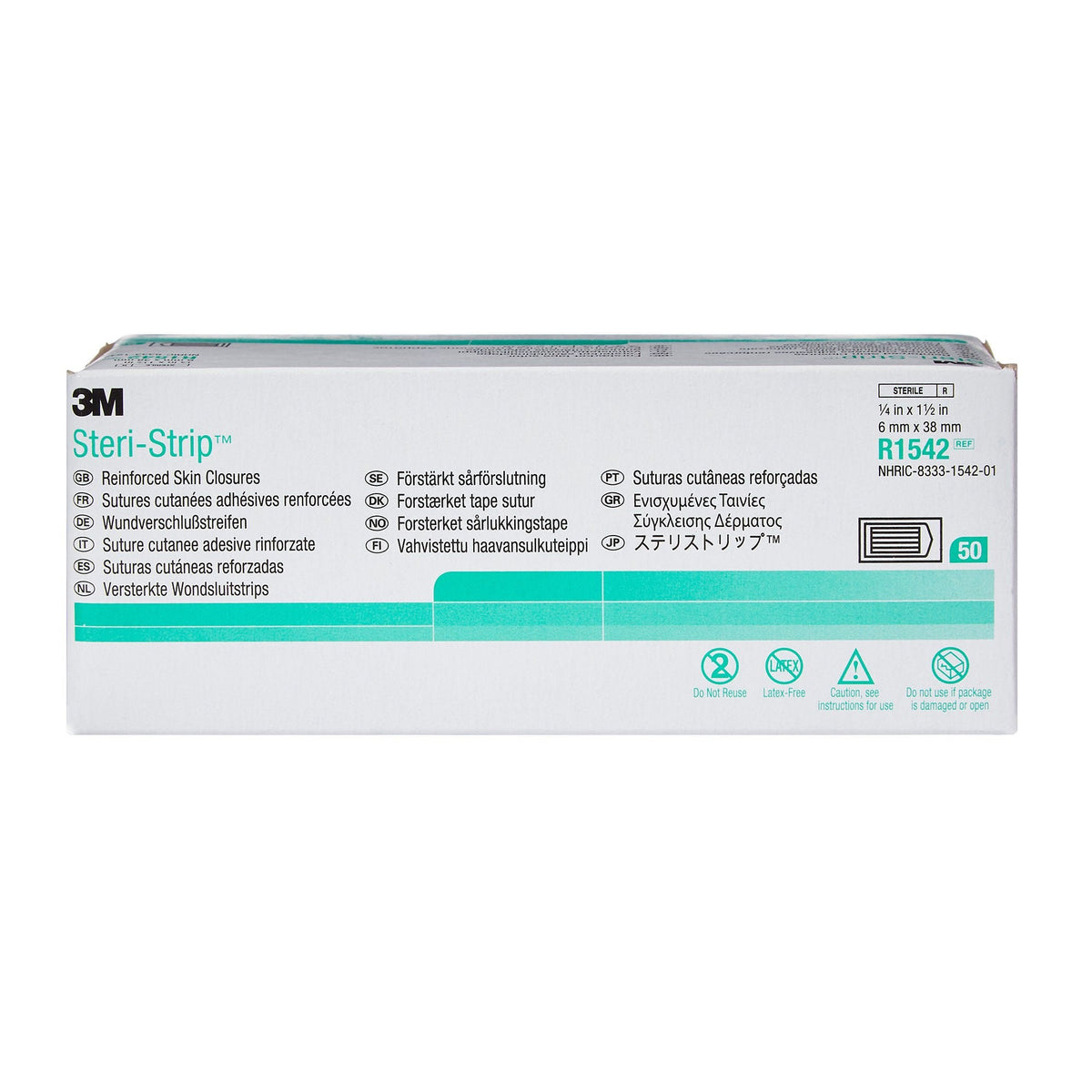 Steri-Strip Reinforced Skin Closure Strips, Sterile, Nonwoven, White, 0.25 x 1.5" - R1542 - LL Medico