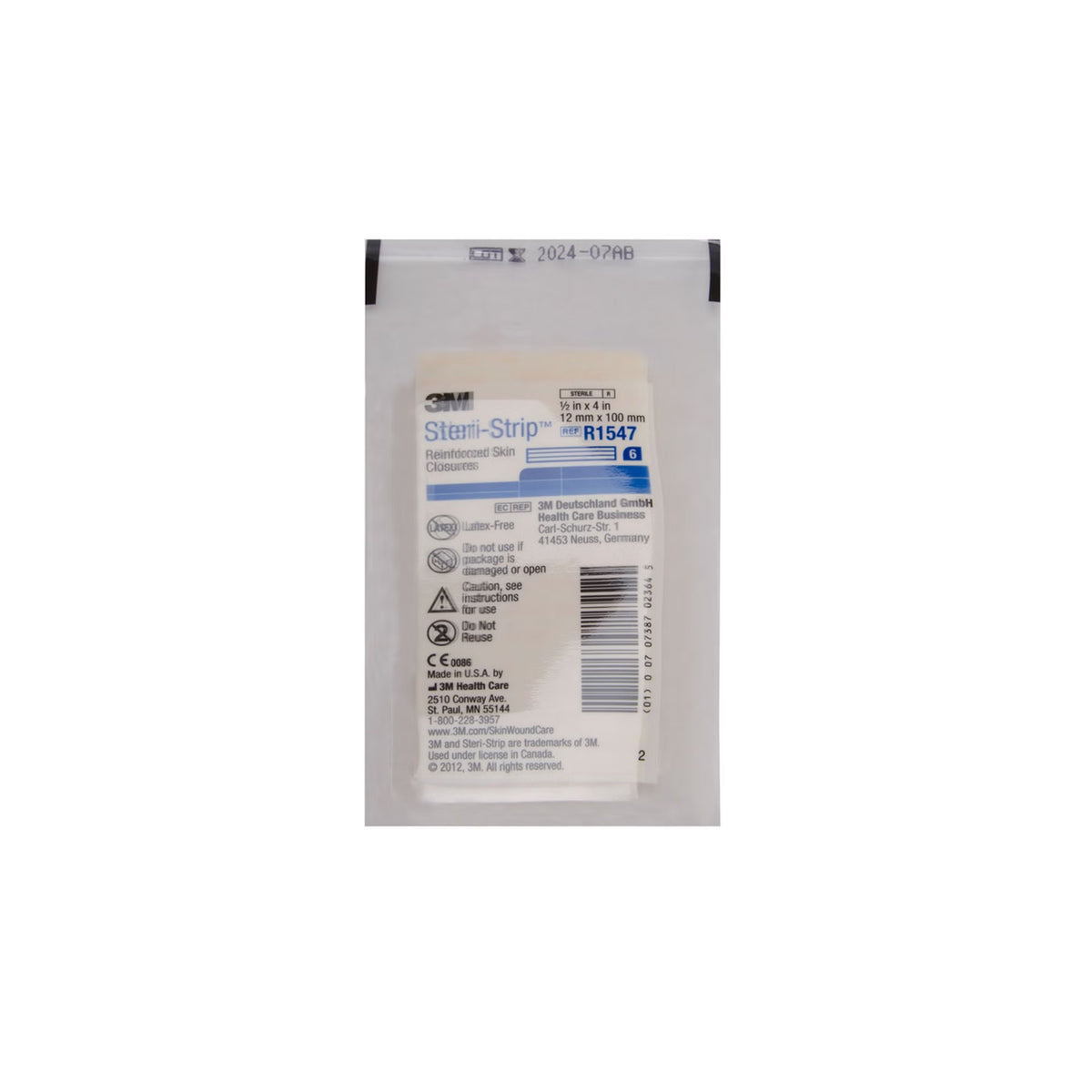 Steri-Strip Skin Closure Strips, Reinforced, Nonwoven, Sterile, White, 0.5" x 4" - R1547 - LL Medico