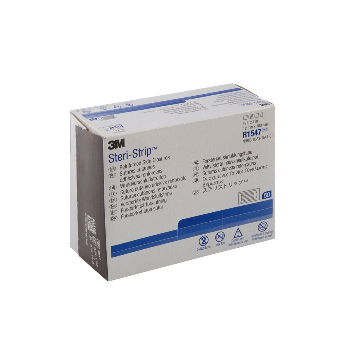 Steri-Strip Skin Closure Strips, Reinforced, Nonwoven, Sterile, White, 0.5" x 4" - R1547 - LL Medico