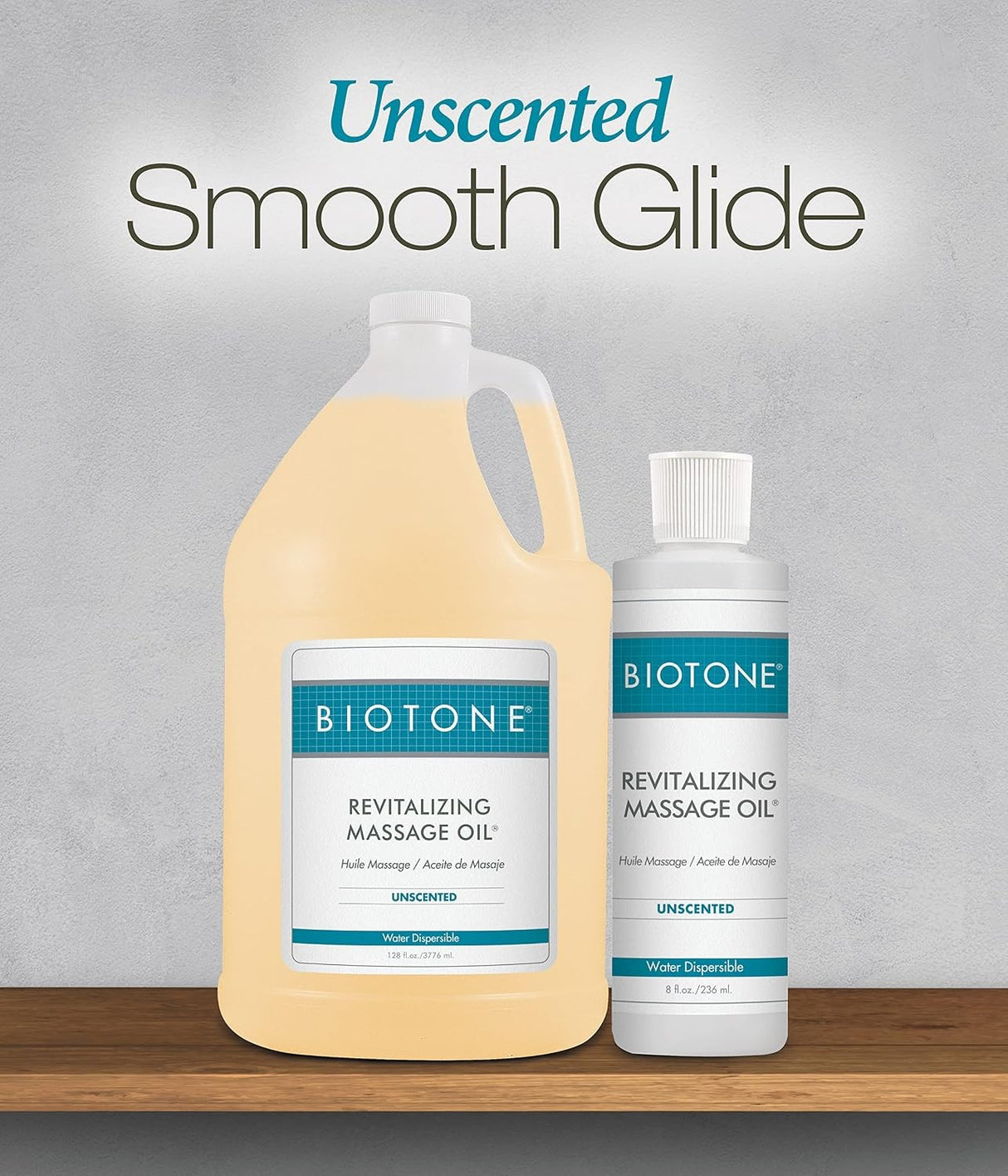 Biotone Revitalizing Massage Oil, Unscented, Water Dispersible, 128 fl oz