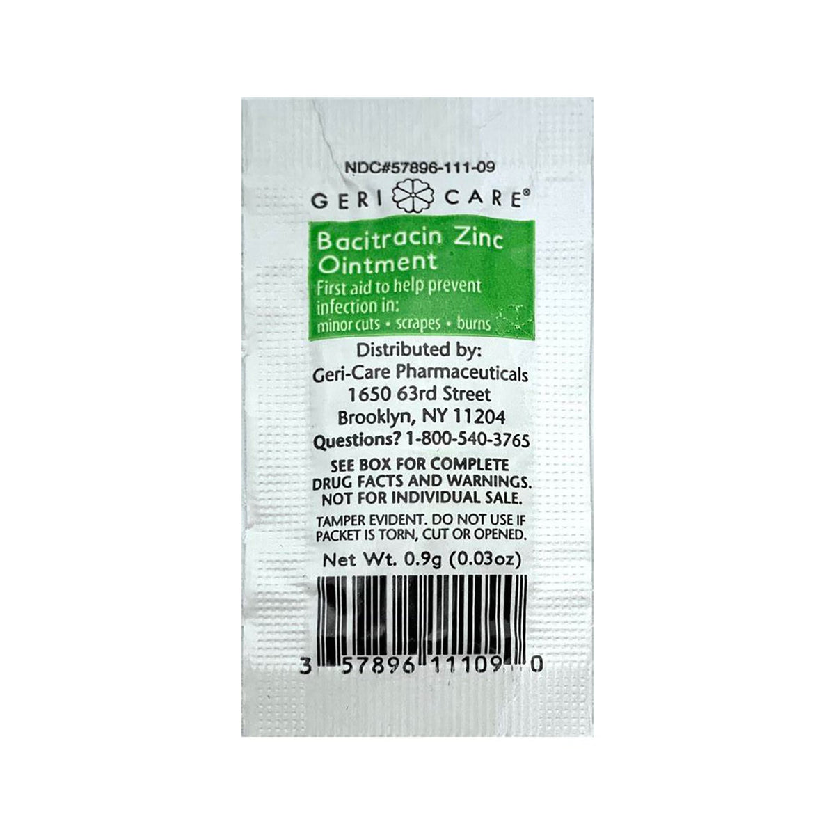 Geri-Care Bacitracin Zinc First Aid Antibiotic Ointment, 500 Units, 0.9 g Packet - S145-14-GCP - LL Medico