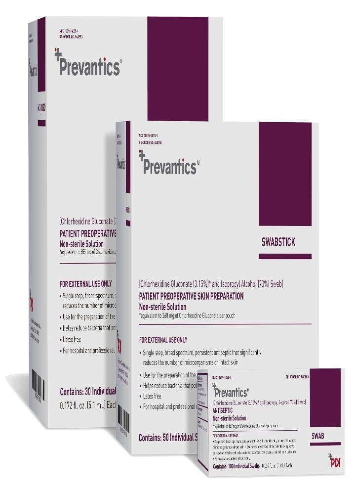 Prevantics Swabstick, Chlorhexidine Gluconate 3.15%/Isopropyl Alcohol 70%, Non-Sterile