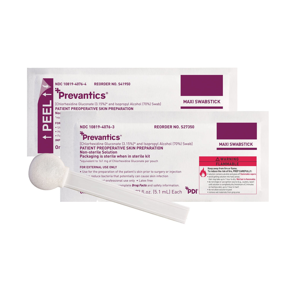 Prevantics Maxi Swabstick, Chlorhexidine Gluconate/Isopropyl Alcohol, 5.1 mL