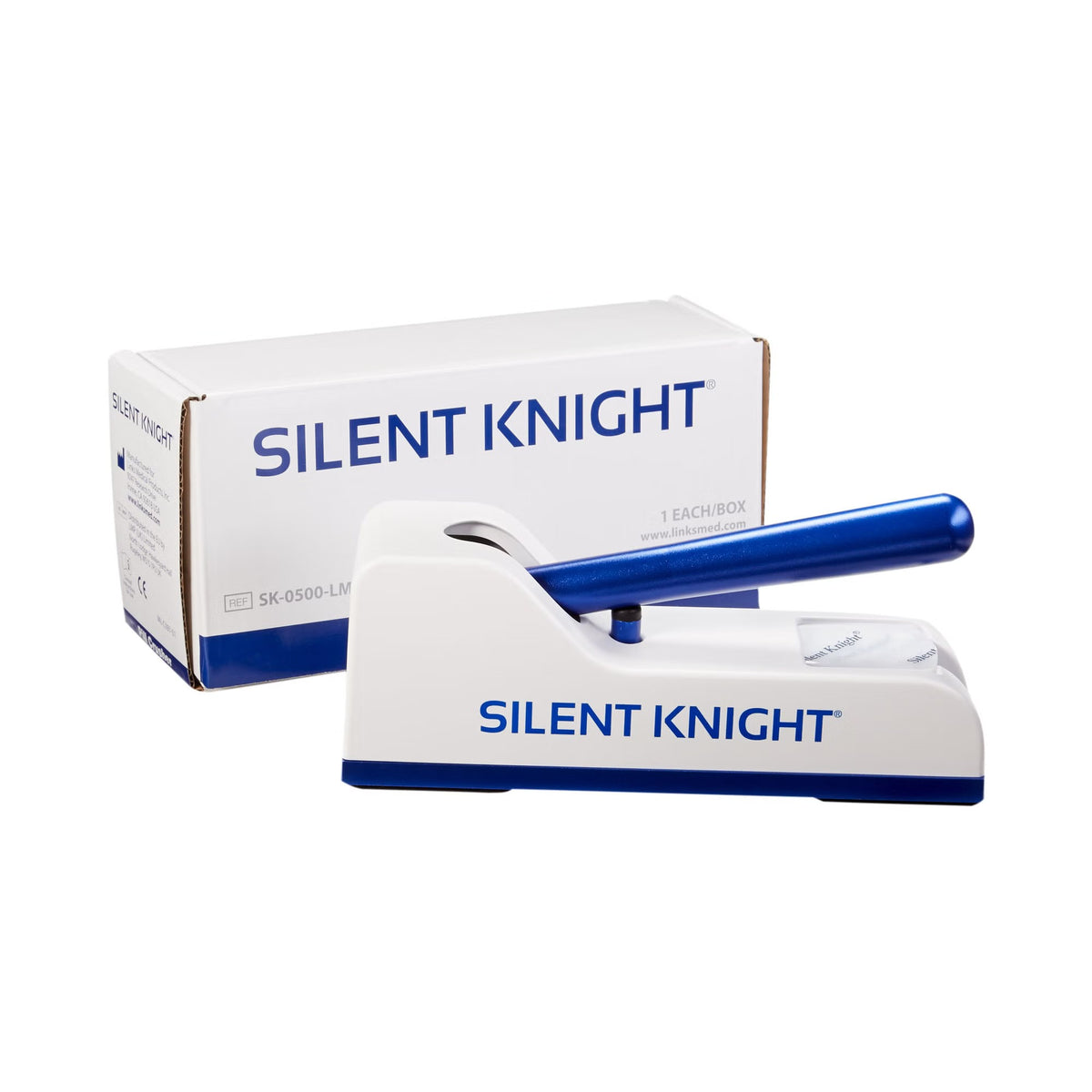 Silent Knight Pill Crusher, Hand Operated, Blue / White - SK-0500-LMP - LL Medico