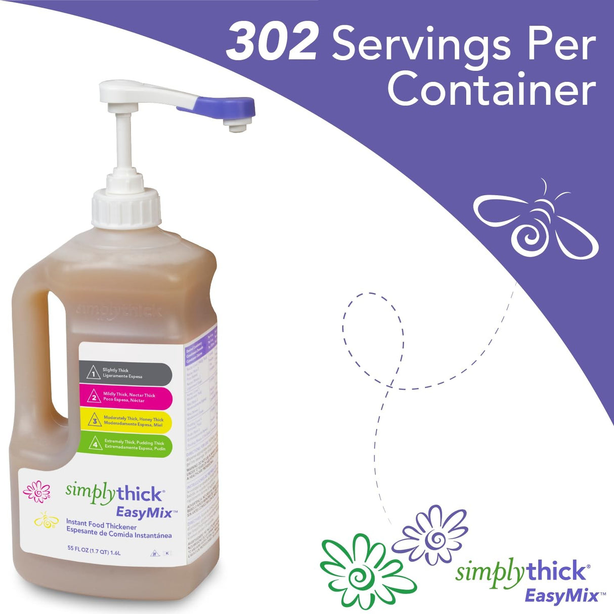 SimplyThick EasyMix Bottle and Pump, Unflavored, 1.6 Liter