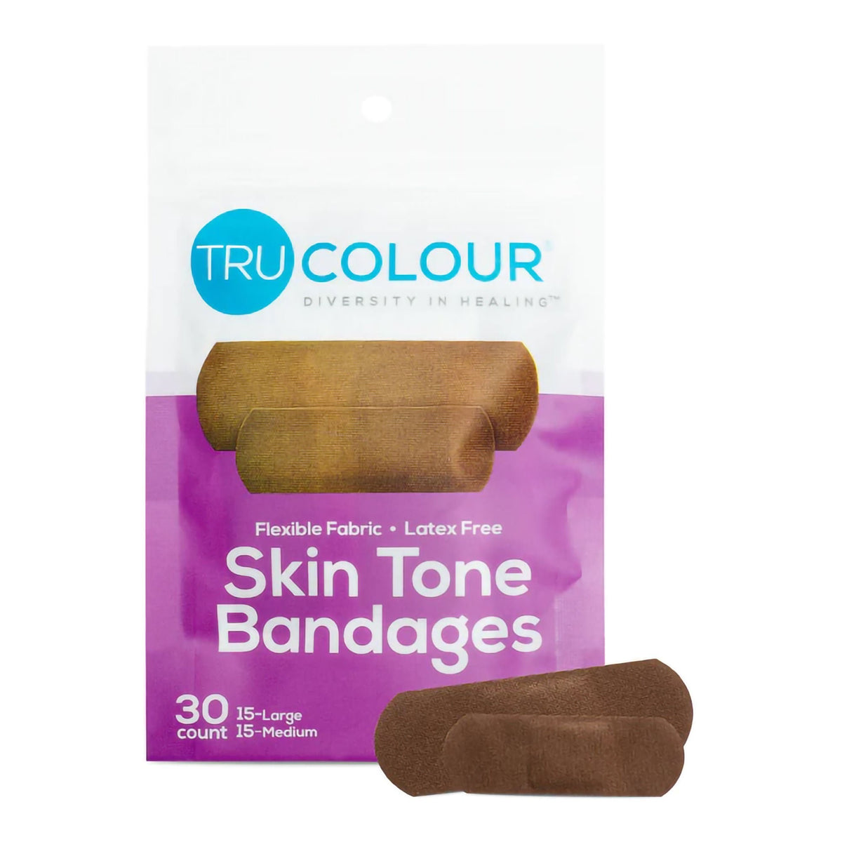 Tru-Colour Adhesive Strip, Waterproof, Dark Brown, Fabric, 1 x 3", Sterile - LL Medico
