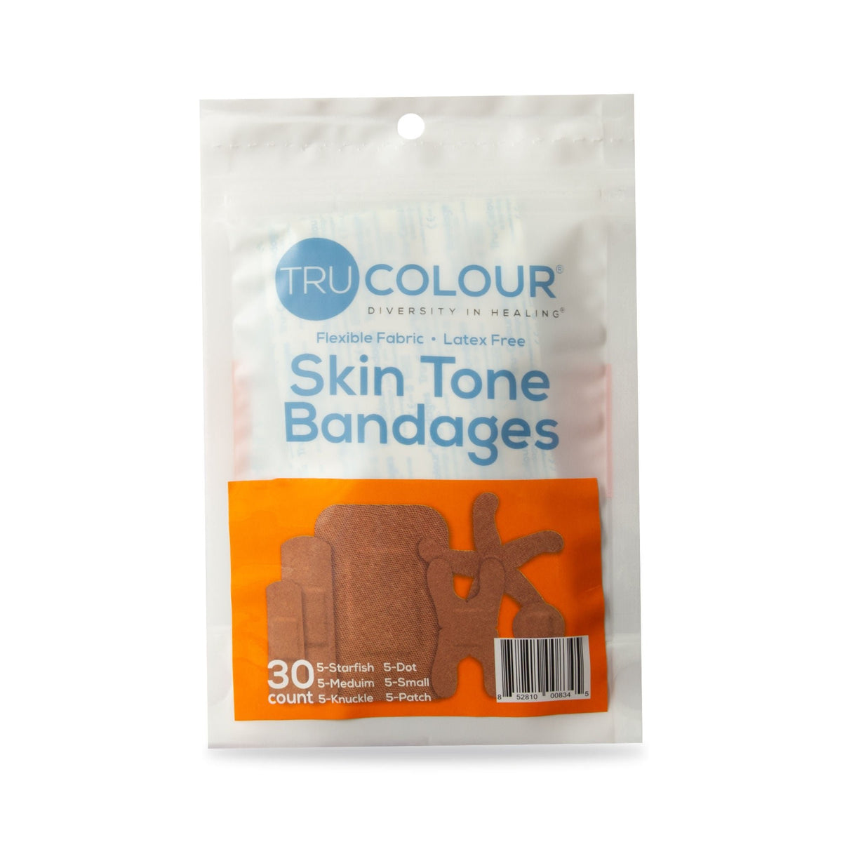 Tru-Colour Adhesive Strips, Waterproof, Brown, Fabric, Sterile - TCB-NASD-Pack - LL Medico
