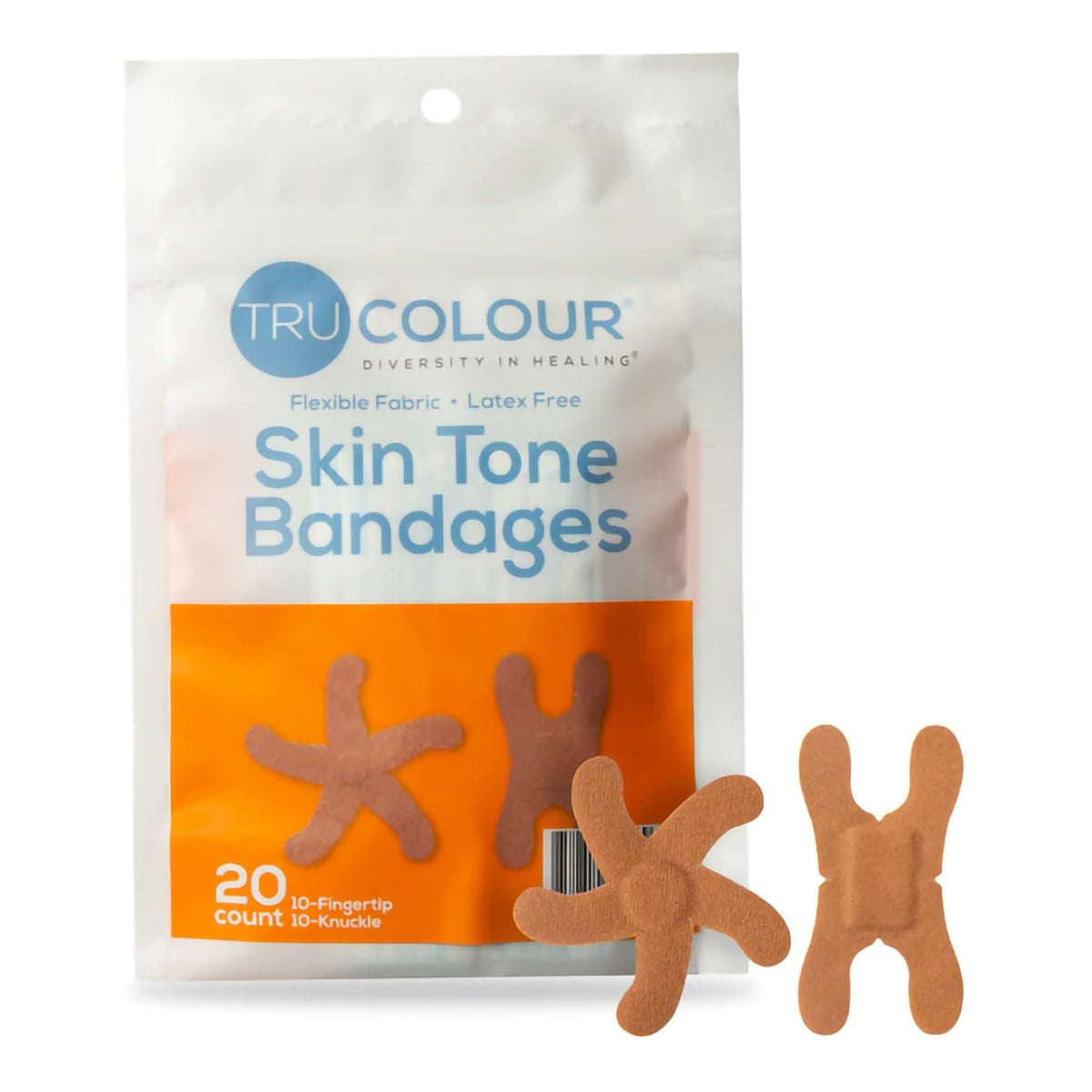 Tru-Colour Adhesive Strip, Waterproof, Brown, Fabric, Sterile - TCB-NKF-Pack - LL Medico