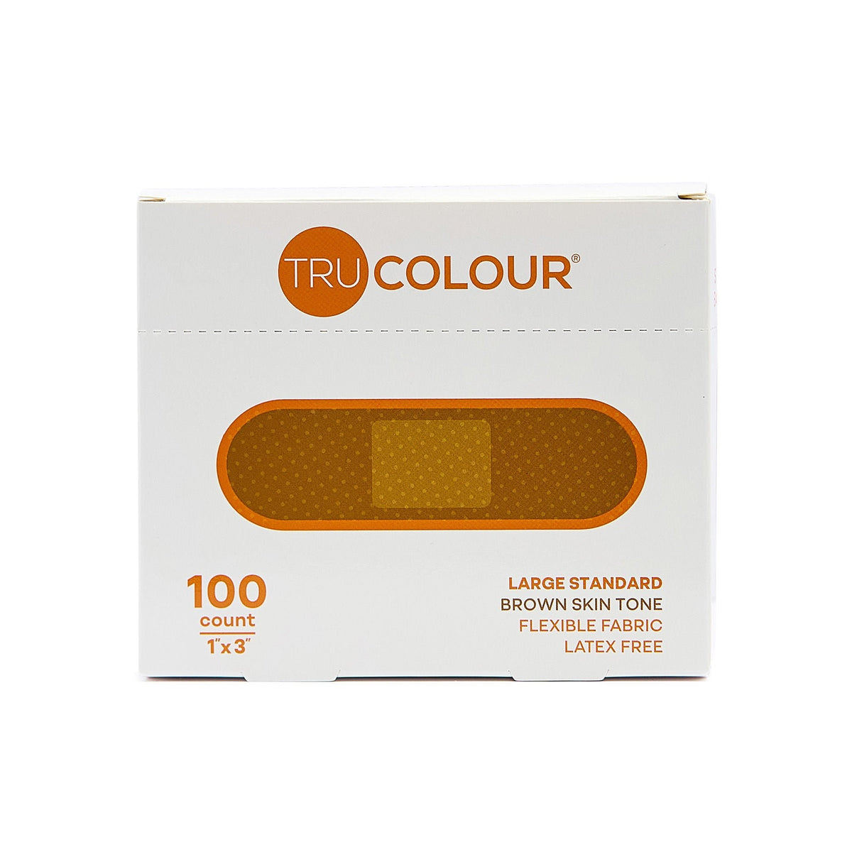 Tru-Colour Skin Tone Shade Adhesive Strips, Brown, Fabric, Sterile, 1 x 3" - LL Medico