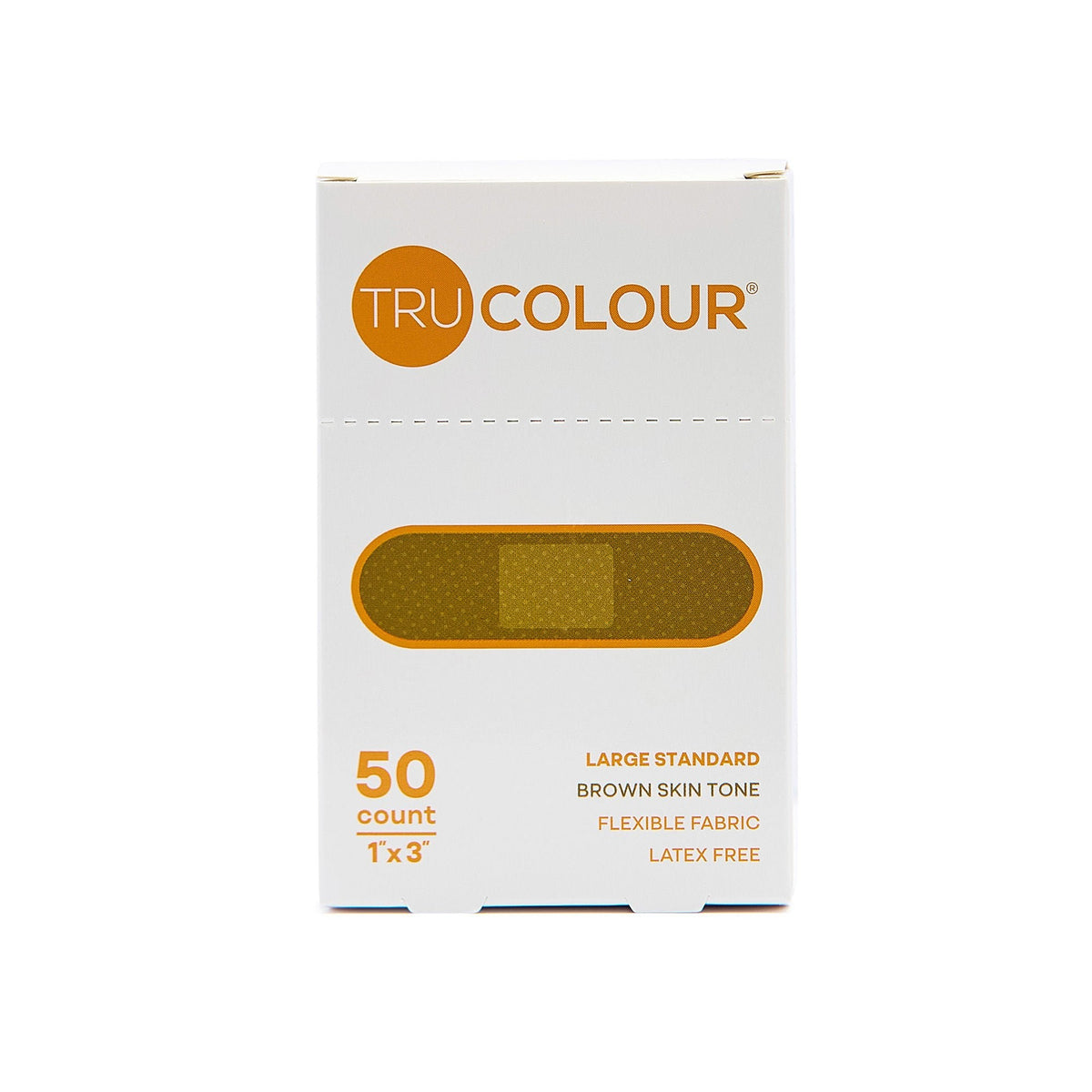 Tru-Colour Skin Tone Shade Adhesive Strips, Brown, Fabric, Sterile, 1 x 3" - LL Medico