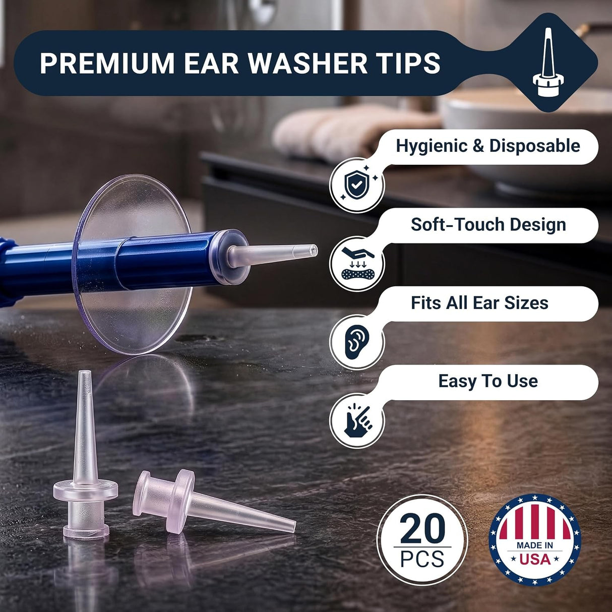 Doctor Easy Rhino/Elephant Ear Washer Single-Use Tips, Pack of 20