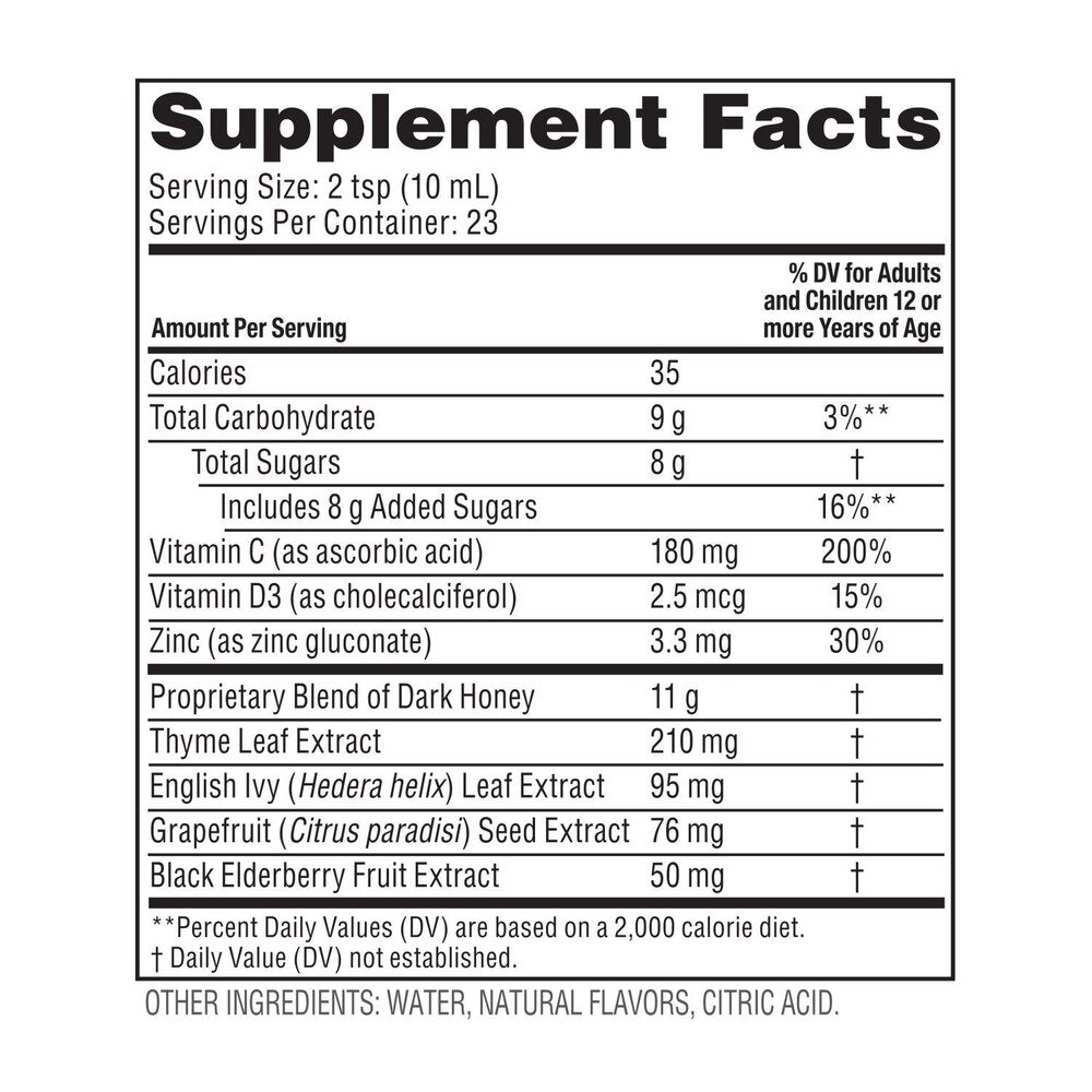 Zarbee’s Cough Syrup+ Immune Support Liquid, Berry Flavor, 8 fl oz